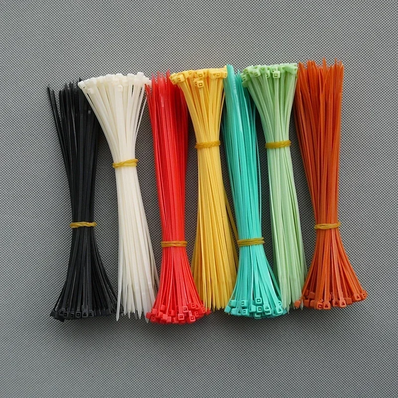 Self Locking Cable Ties Nylon 100/150/200mm Multicolour Plastic Zip Wire Binding Wrap Straps DIY Cable Fasten Organiser