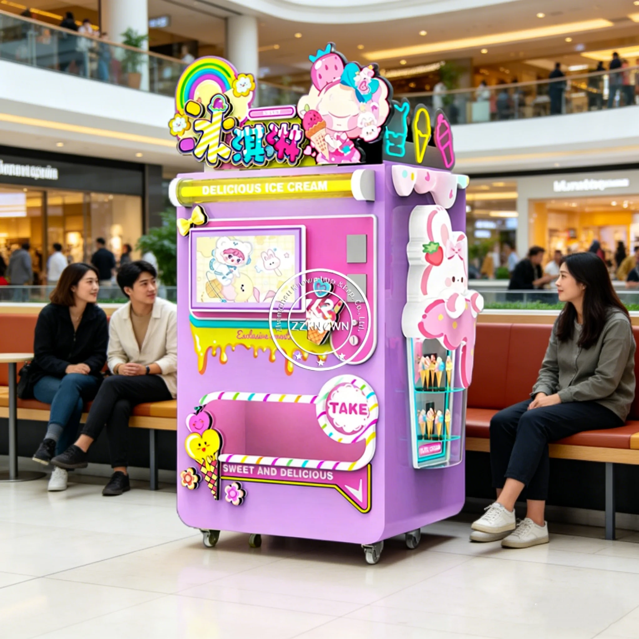 Machine à glace molle professionnelle, petite machine distributrice de crème glacée entièrement automatique avec panneau LED, 14L/H