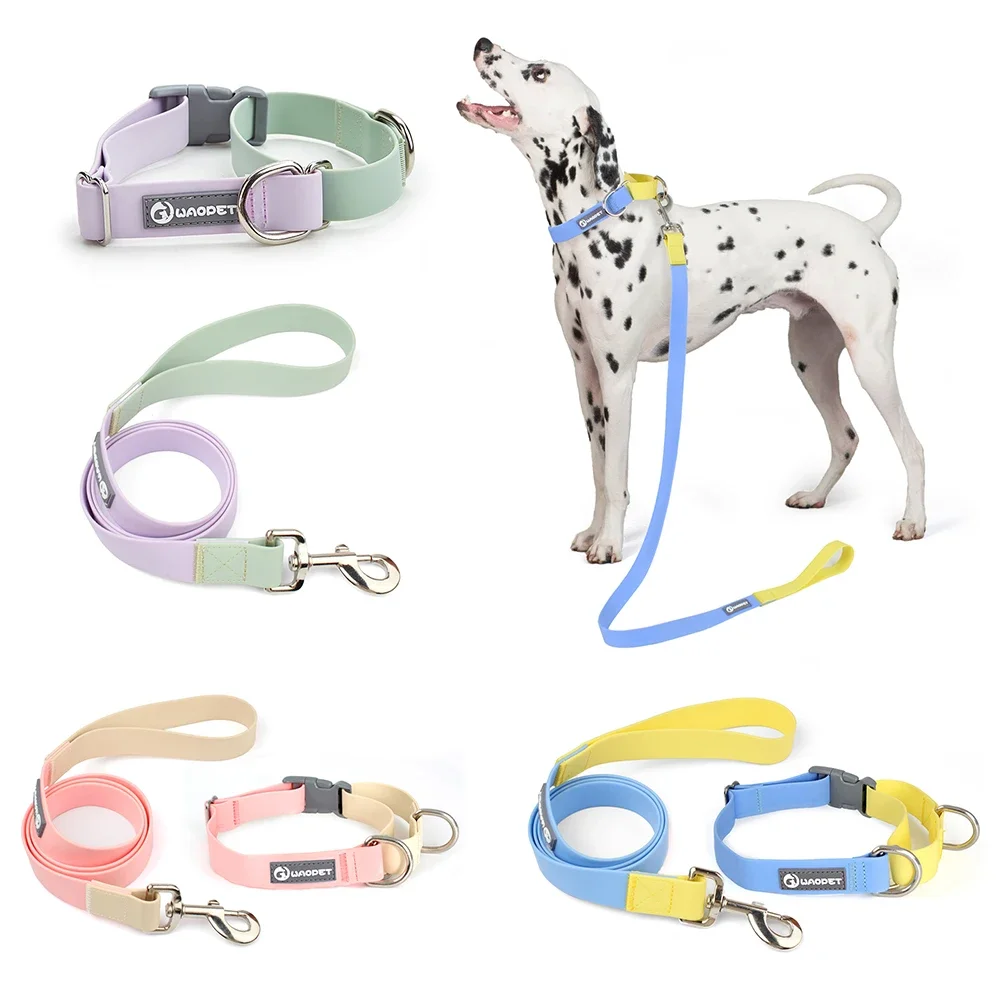 New Dog Leash And Collar Set Adjustable NO PULL PVC Anti-Water Easy Clean Dog Collars & Leashes Suit For Small Medium Large Dogs