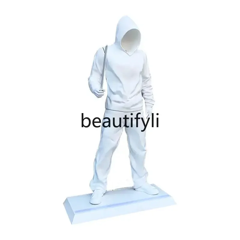 

Sweater boy sculpture bar floor-to-ceiling fiberglass night show clothing store commercial street decoration ornament