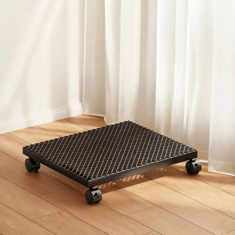 Indoor Rolling Plant Stand With Wheels Metal Tray Holder Floor Storage Shelf Modern Balcony Flower Pot Organizer