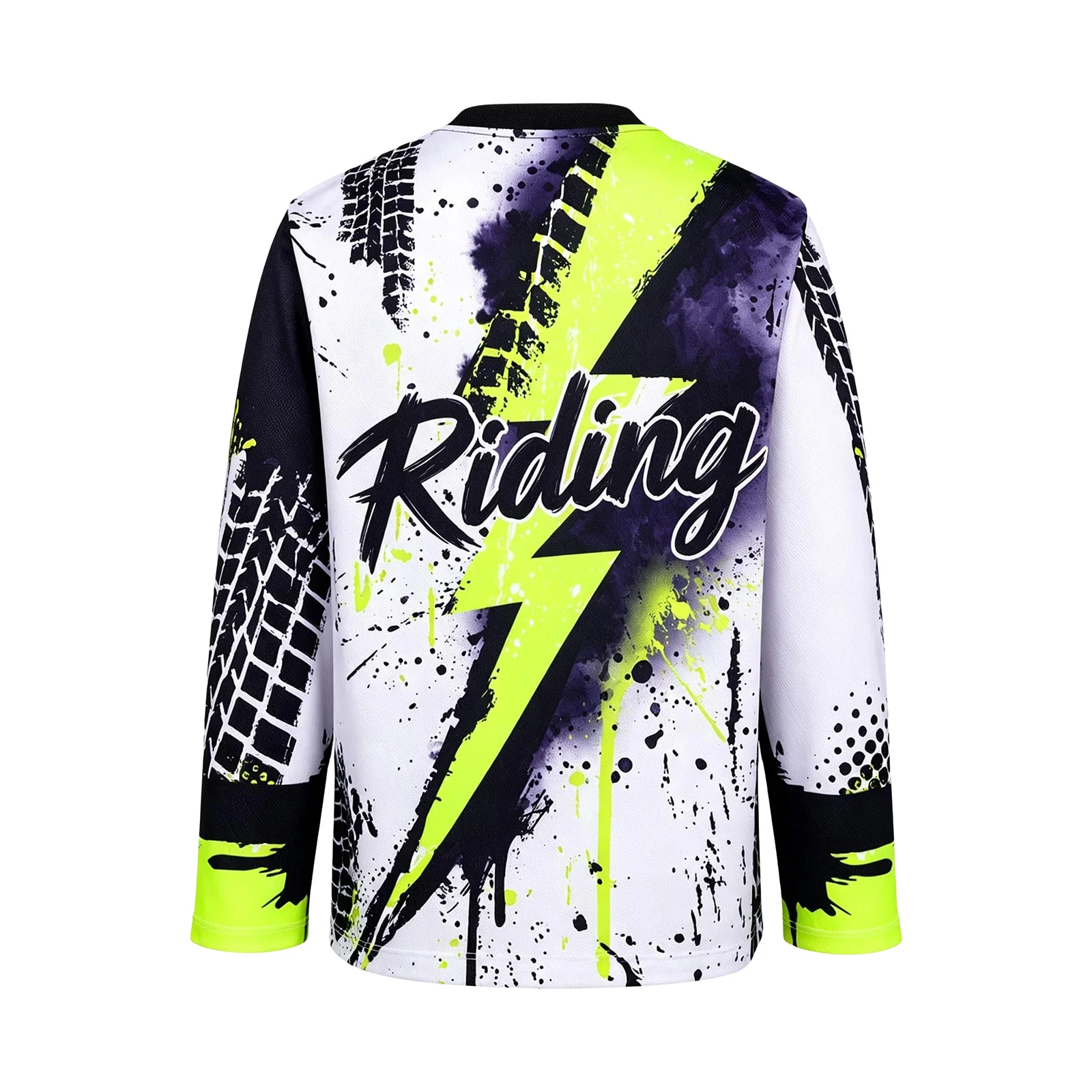 Jungen Dirt Bike Trikot Kinder Motocross Shirt Langarm Schnelltrocknend MTB Radsport-Oberteil Graffiti-Reifendruck Motocross-Trikot – Detail 11
