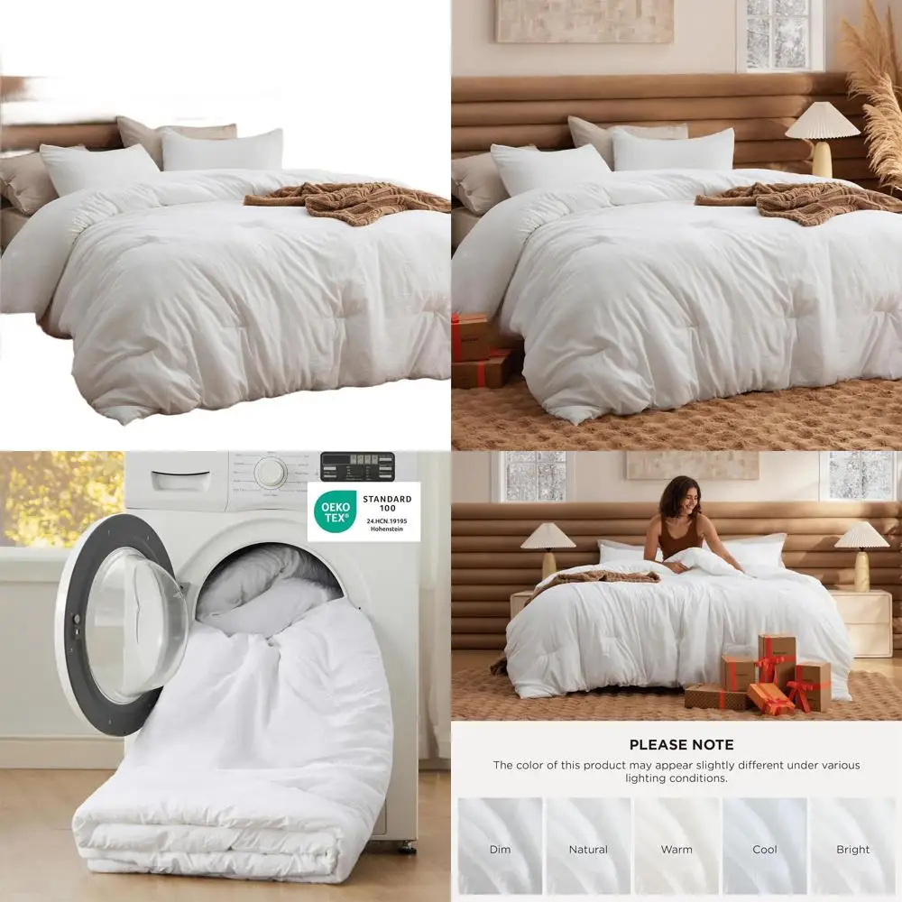 

Белый предварительно стираный комплект из 3 предметов: легкое одеяло и наволочки