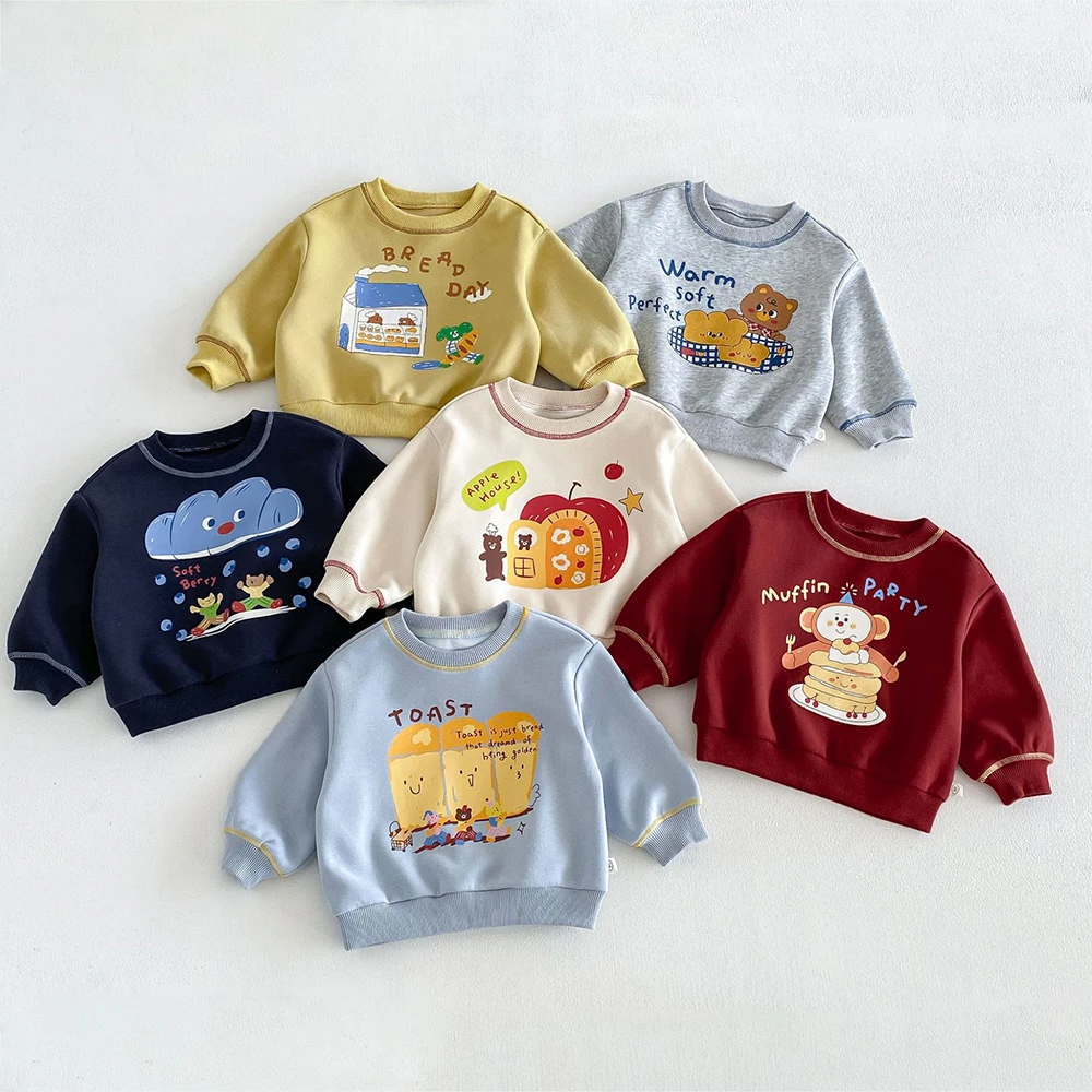 Children Hoodies 1-6T Kids' Blouse Autumn Cartoon Printing Boys Pullover Loose Korean Girls Clothes Child Sweatshirt