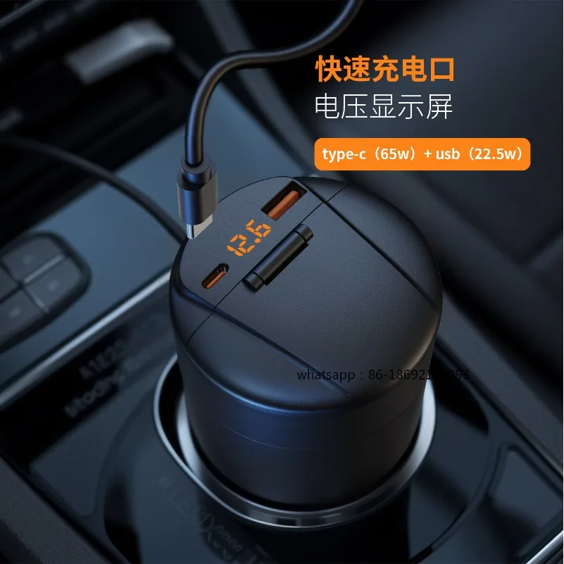 2 Pack The Car Ashtray with LED Light Display Is Specially Used for Multi-functional Fast Charging Car Anti-dust Flying High-end
