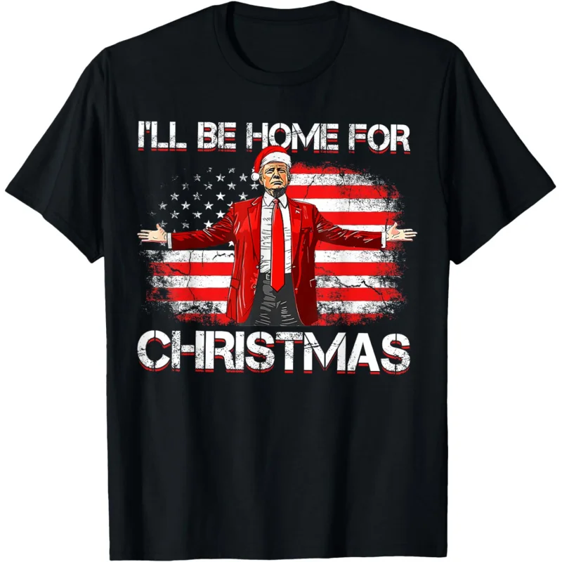 Trump 2024 Estoy a casa para Navidad Divertida camiseta Trump Navidad 2024 Estilo unisex suelto