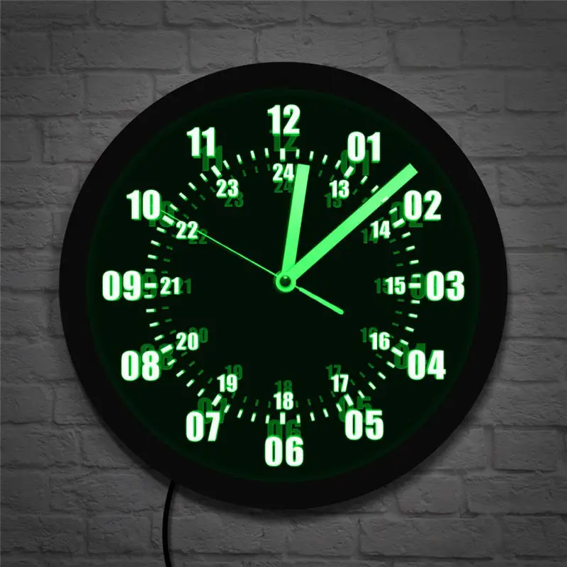 

LED illuminated wall clock, black wall clock, 24-hour Arabic digital home decoration clock