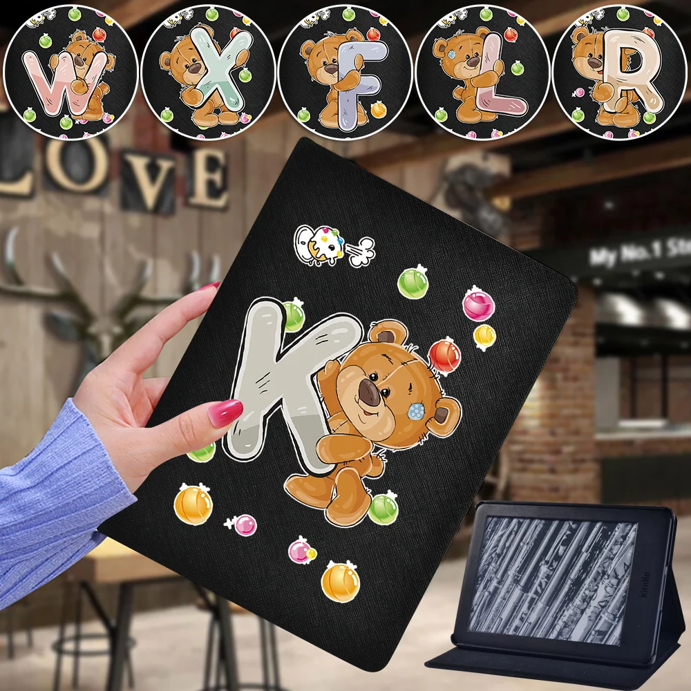 

Tablet Case for Amazon Kindle Paperwhite 5/Paperwhite 4/Paperwhite 1 2 3/Kindle 10th/Kindle 8th Bear Print Leather Stand Cover