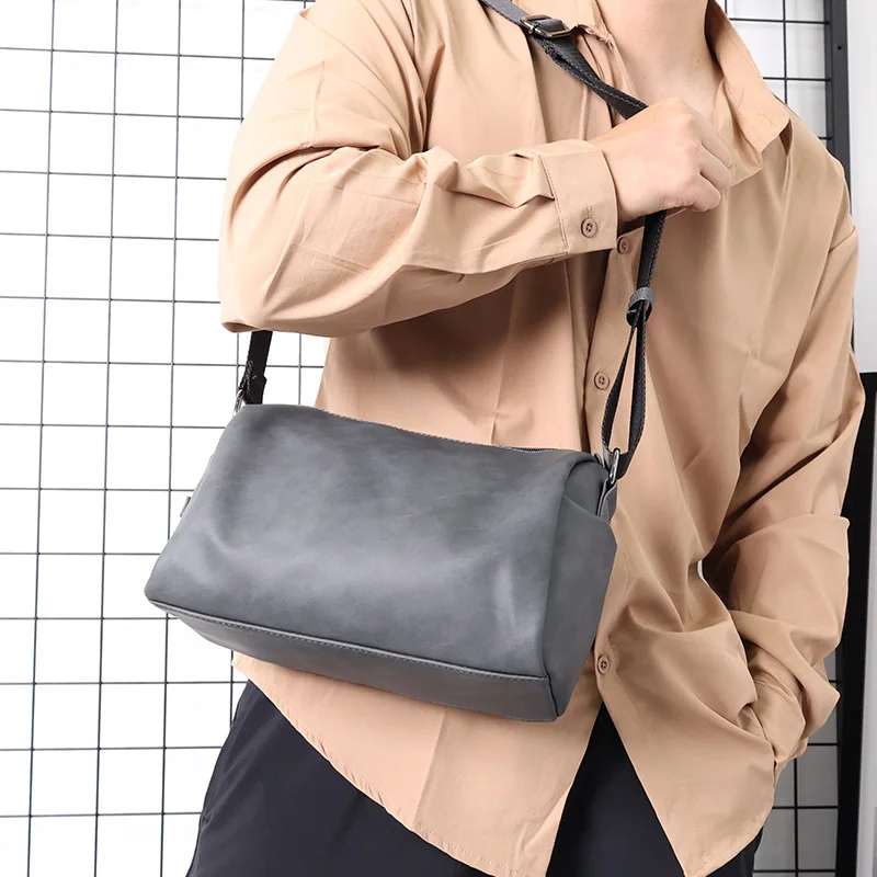 Casual Men\'s Crossbody Shoulder Bag Trend Fashion Shoulder Messenger Bag Men Daily Crossbody Bags Solid PU Leather Handbags Male