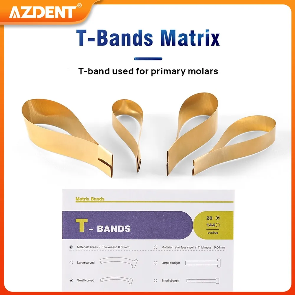 

20pcs/Pack AZDENT Dental T Shape Matrix Bands T-Band Metal Matrices Bands Curved Straight Brass Steel Refill Forming Sheet