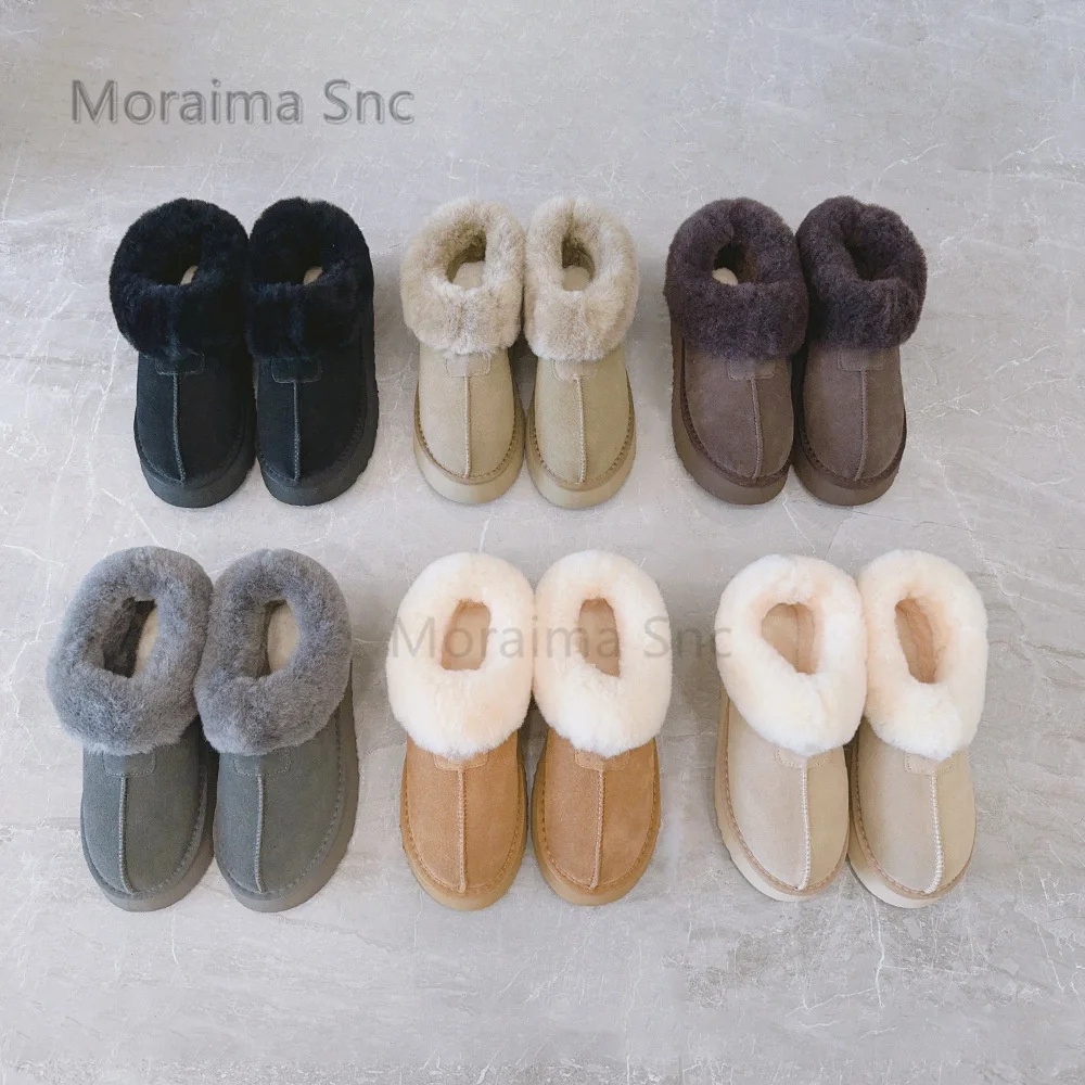 

Fur Warm Snow Boots for Women Short Boots Thick Soles Non-Slip Wool Thickened Woman Shoes Black Brown Slip On Winter Boots