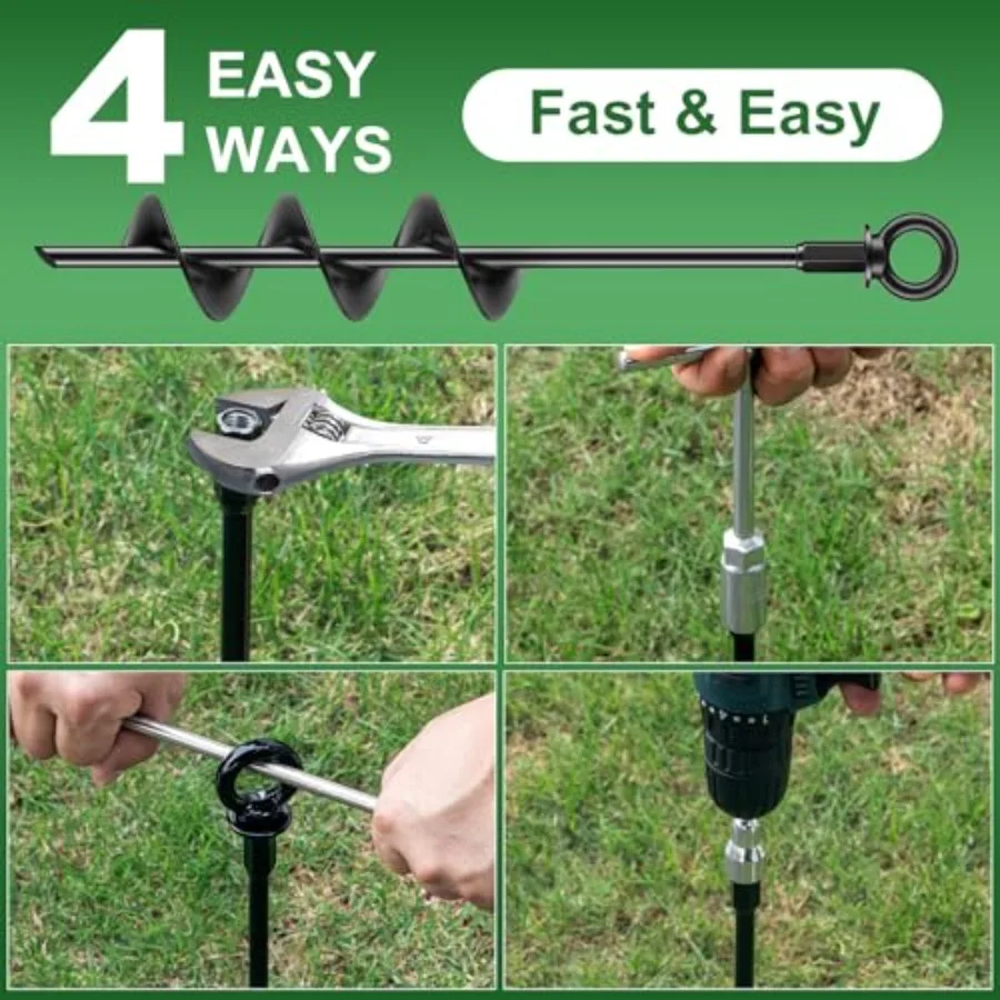 مجموعة مراسي أرضية حلزونية ملحومة بالكامل مقاس 18 بوصة شديدة التحمل لحالات الرياح العالية: مثالية لتأمين الخيام والسيارات Tr