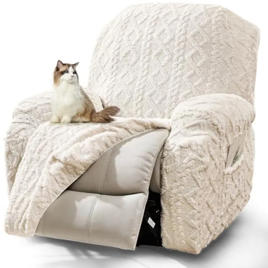 

Чехлы для кресел-реклайнеров, 4 шт., мягкие, эластичные, белые, современный домашний декор, защита для мебели с эластичными ремнями и нижним карманом для хранения