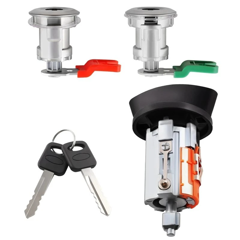 W/2 Door Lock Cylinders& 2 Keys LC6177, DL5886, 597638 For Ford Excursion F-150 E-150 Ignition Switch Lock Cylinder