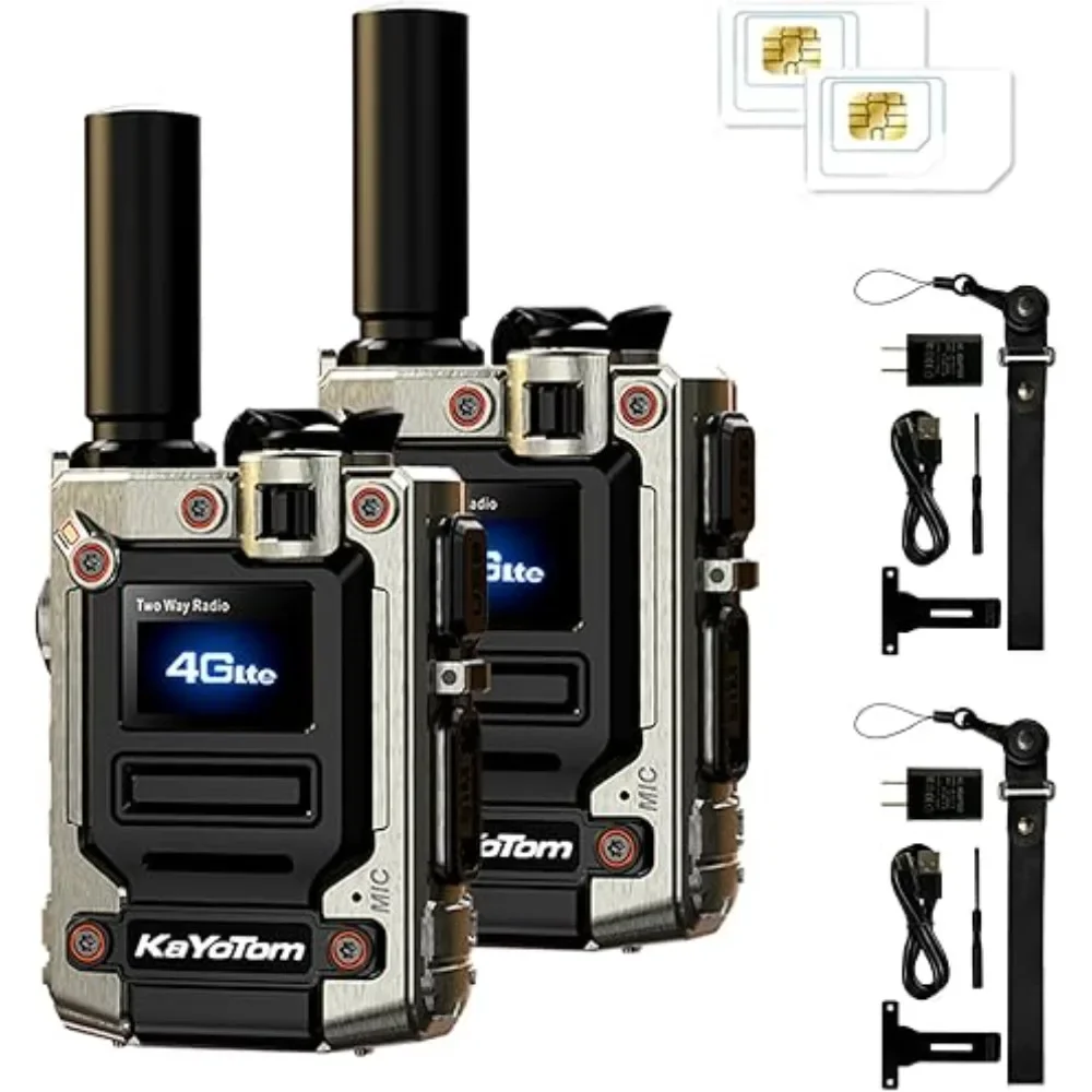 

Global Walkie Talkies Rapid Radios 4G PoC Two Way Radios Unlimited Range PTT Push To Talk Over Cellular Radio (2 with SIM Card)