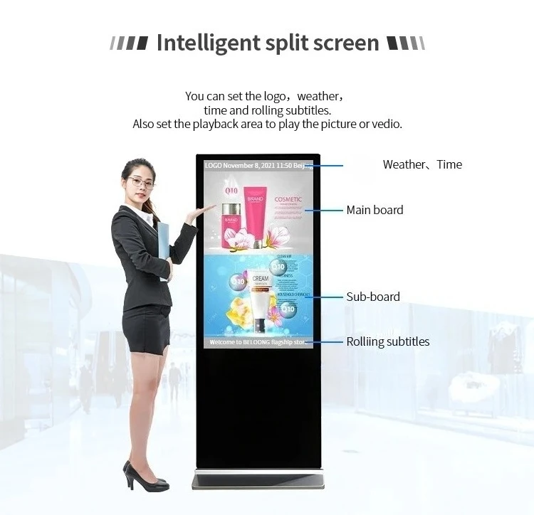 32 43 55 65 Inch Floor Standing Vertical Interactive Digital Signage Kiosk Touch Screen Advertising Display Digital Signage