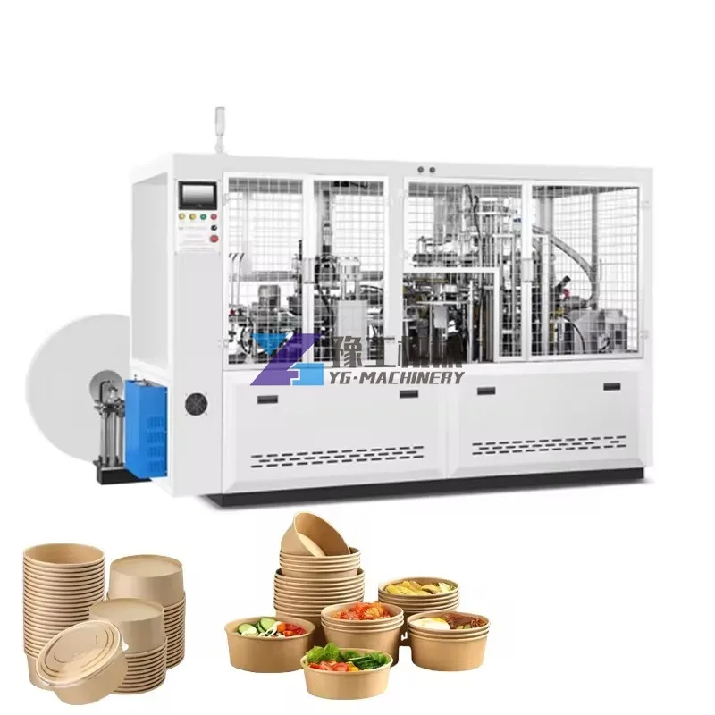 Automatic Middle Speed Food Packing Containers Easy To Operate Salad Soup Paper Bowl Forming Machine