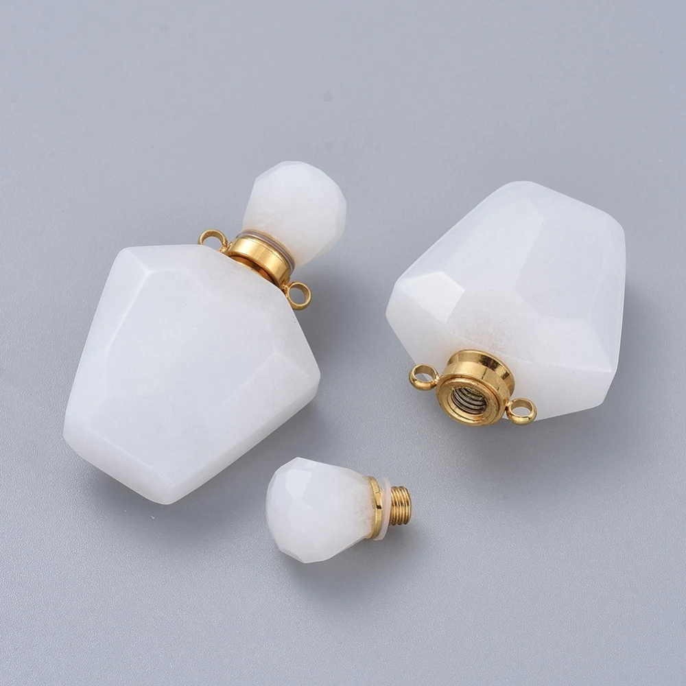 

1pcs Natural Gemstone Perfume Bottle Pendants Essential Oil Bottles Charms for DIY Necklace Jewelry Making Decor Accessories