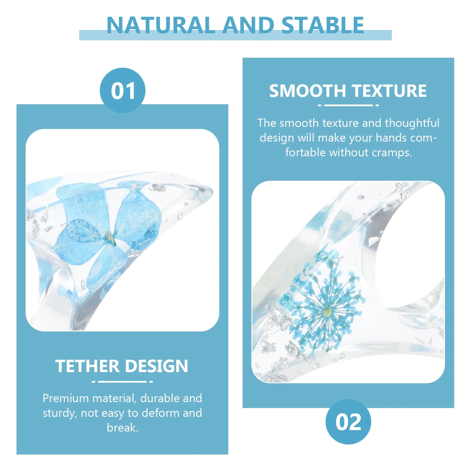 

2pcs Bookmarks Page Holders Flower Spreader Thumb Ring Epoxy Resin Transparent Reading Accessories Student Supplies