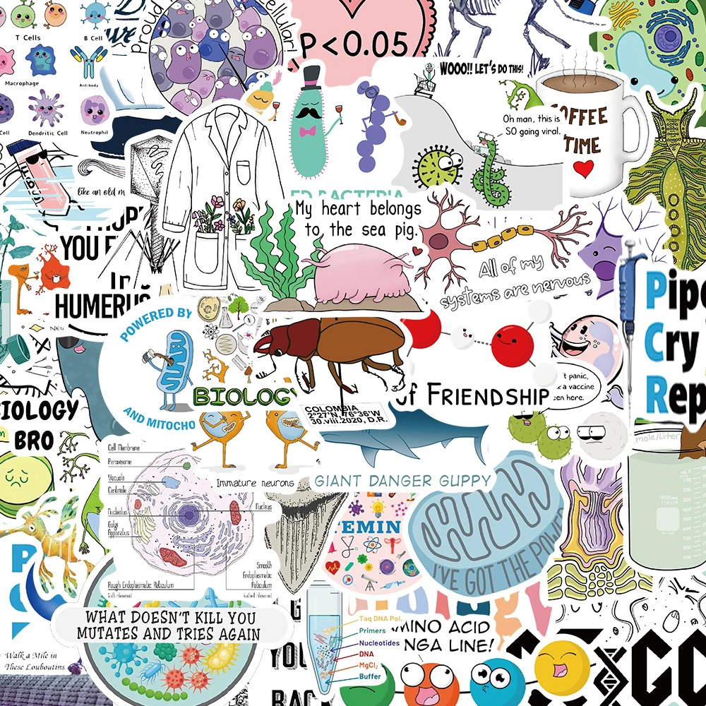 10/30/50/100pcs Science Chemistry Biology Laboratory Research Stickers Skateboard Laptop Phone Car Waterproof Sticker Kids Toys