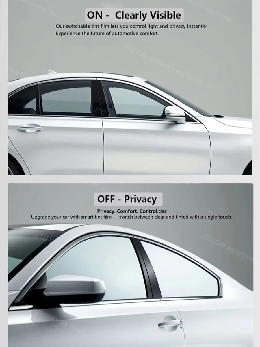 PDLC Smart Privacy Film für Elektrofahrzeugfenster, Elektrisch Schaltbare Privatsphäre-Glastönung, Sofort Dimmbare Smart-Fensterfolie