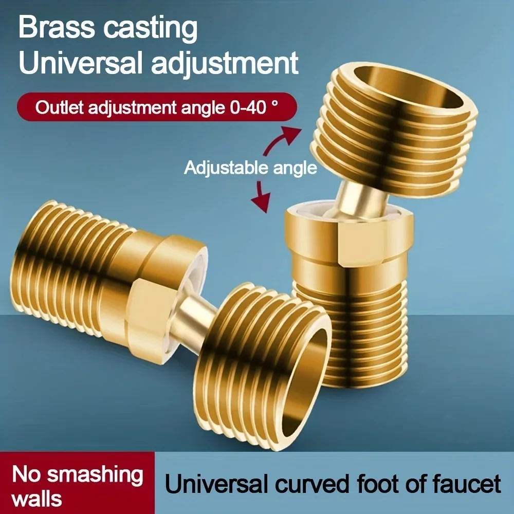 Brass Angled Curved Foot Wall Mounted Adjustable 360° Rotatable Eccentric Screw Corner Universal Shower Faucet Adapter