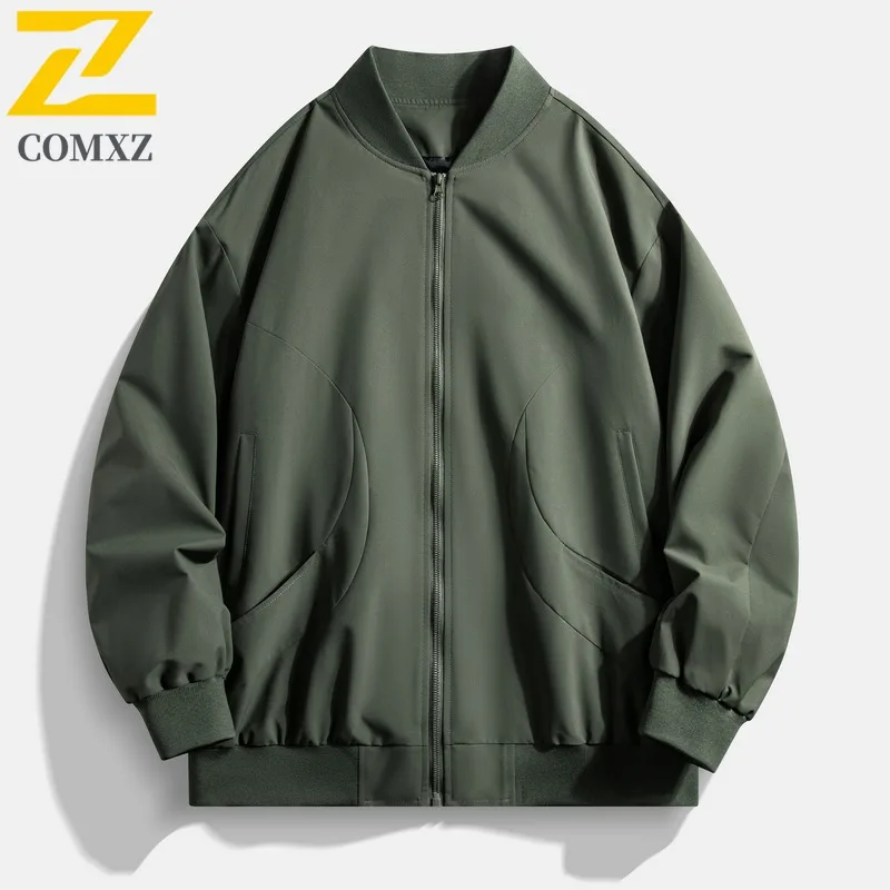 

Куртка-пилот COMXZ, прибытие в уличном стиле, американская повседневная рабочая одежда, бейсбольный дизайн, круглый вырез, свободная посадка, городская верхняя одежда