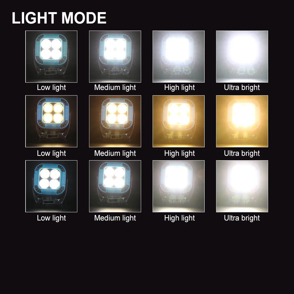 Asafee W8129-4 Mini Multifunctional Work Light Ultra 12 Light Modes Portable Lamp Waterproof Bracket Outdoor Camping Flashlight