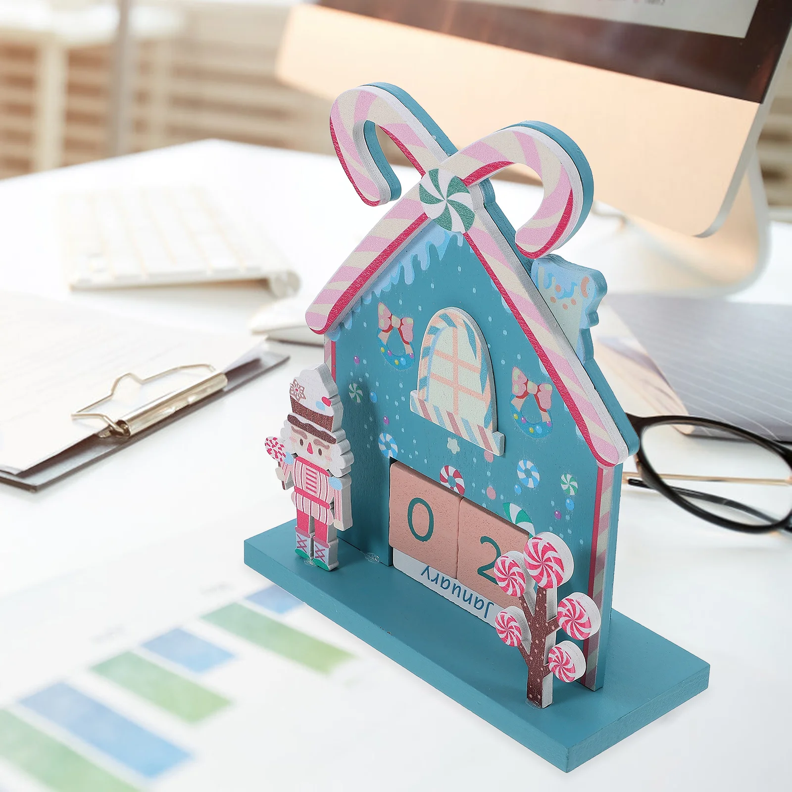 2025 عيد الميلاد خشبية العد التنازلي التقويم سطح المكتب كتلة ديكور كسارة البندق الجندي تصميم عطلة الجدول الديكور للمنزل و #5