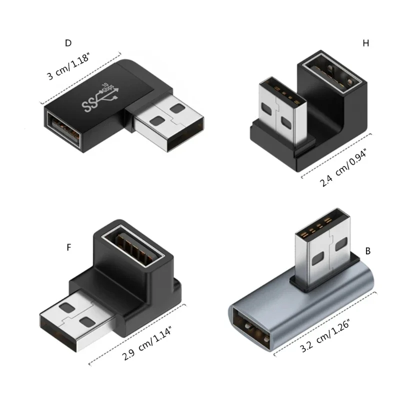 Adaptador de extensión USB 3,0 de 10Gbps macho a hembra, conector USB de codo hacia arriba de 90 grados para PC, portátil, conversión de enchufe