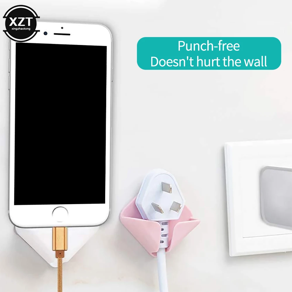 Creative Punch-free Wall Socket Hook Traceless Sticky Hook Wire Holder Storage Kitchen Bedroom Stand 2 Packs