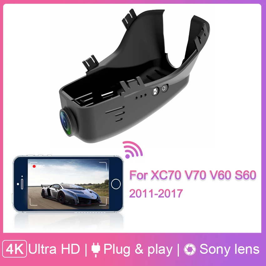 

4K 2160P Plug and play WiFI Car DVR Video Recorder Dash Cam Camera For Volvo V60 S60 S60L S80L 2012~2017 Control By Mobile APP