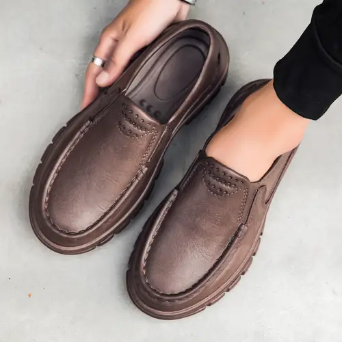 Fashion Leather Men's Casual Shoes Non-slip EVA Chef shoes Men Waterproof Loafers Comfort Soft soled Men Driving shoes Plus Size - Image 4