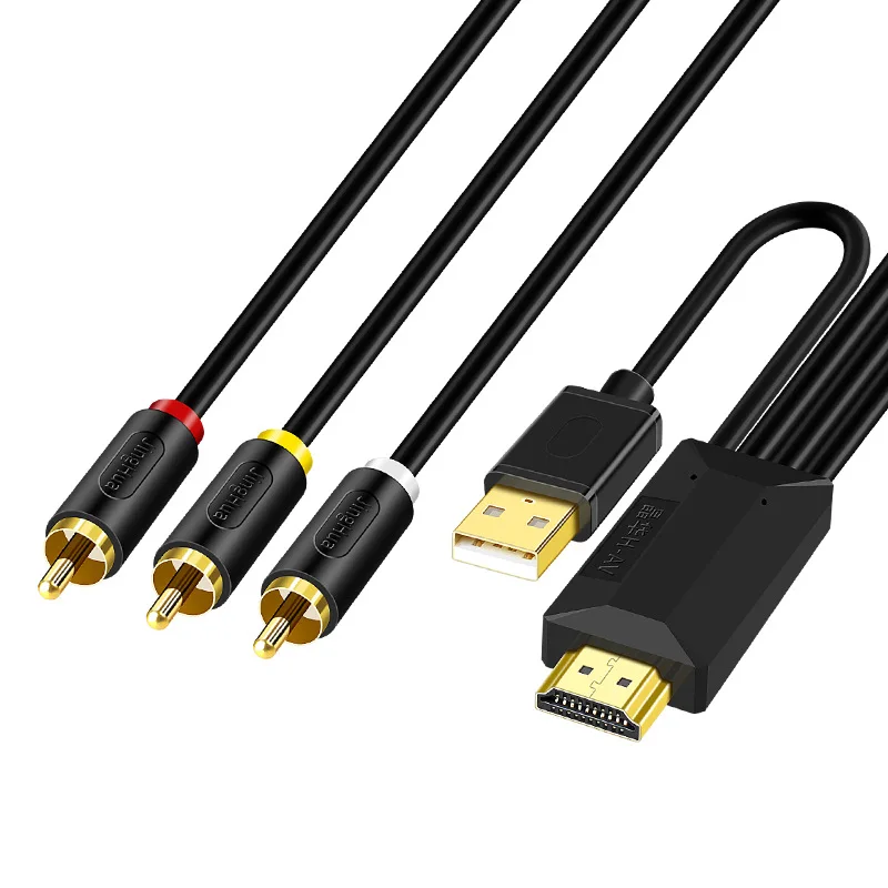 

HDMI to 3RCA AV Cable Set Top Box to TV Three RCA Lotus Head Aux Cable HIFI Amplifier Cable Old-fashioned TV AV Connection Cable