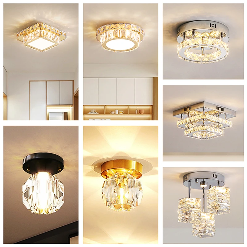 

LED Crystal Aisle Ceiling Lights Modern Minimalist Living Room Lamps For Balcony Entrance Staircase Home Decor Fixtures Luster