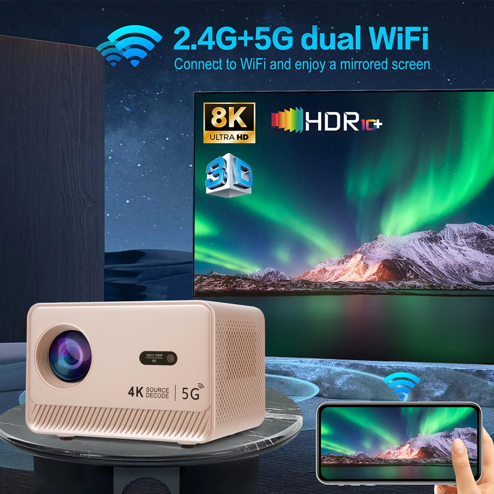 جهاز عرض M10 Plus 4K Android 11 Dual Wifi6 200ANSI Allwinner H713 BT5.2 1080P 1280*720P Home Cinema PK HY300 Pro Projetor #2