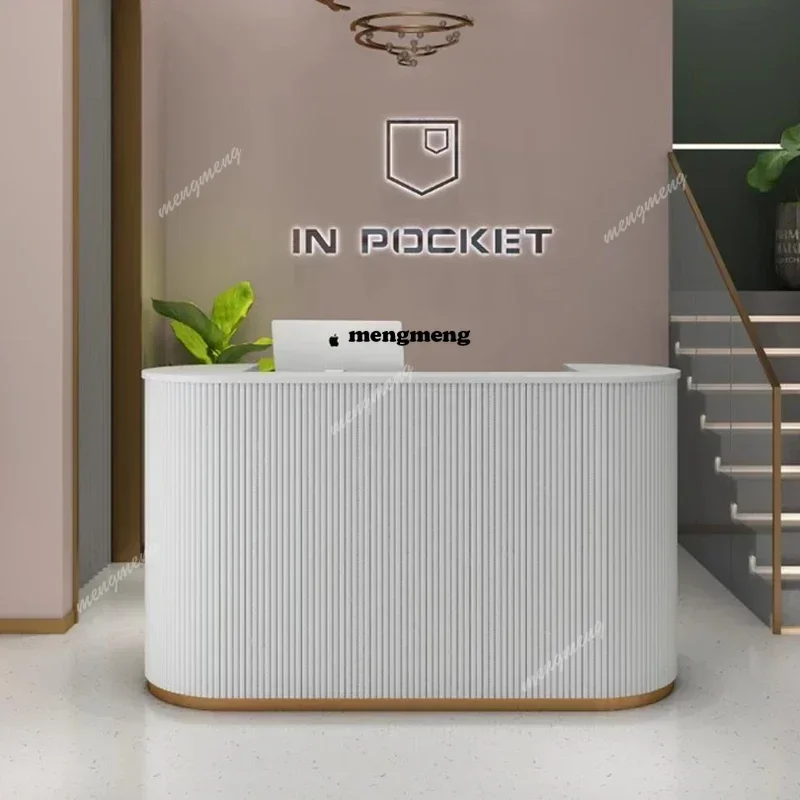 

R Beauty Salon Modern Reception Desks Italian Minimalism White Customer Center Counter Hostel Atril Furniture Receptionsdisk 150