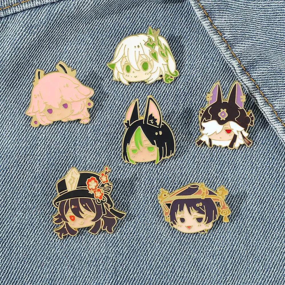 Game Genshin Impact Brooch Cute Cartoon Figure Hu Tao Kaedehara Kazuha Badge Enamel Brooch Clothing Backpack Pin Accessories - Image 6