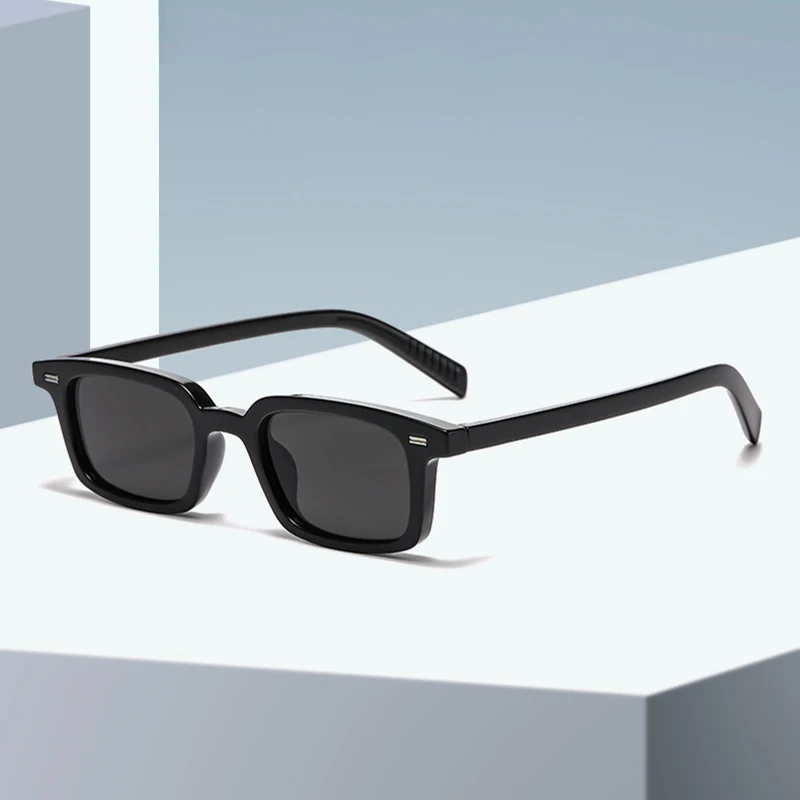 SO&EI Fashion Small Rectangle Sunglasses Women Candy Color Shades UV400 Retro Rivets Men Punk Sun Glasses