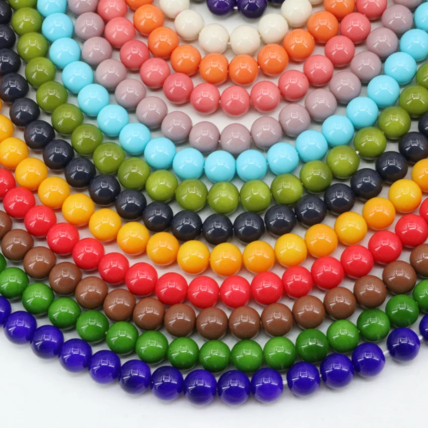 Charms candy color bake paint glass round 8mm loose beads women handmade diy necklace/bracelet spacers accessories 15inch B3250