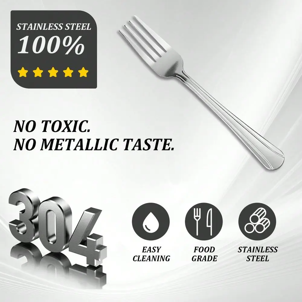 Dinner Fork Set Polished Stainless Steel, Ideal For Everyday Meals, Gatherings Restaurant Use