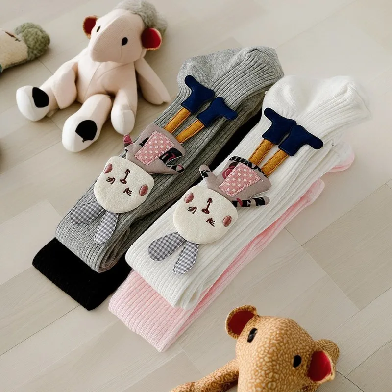 1 Pair of Children Leggings with Side Radish and Rabbits, Fashion Soft Non-Slip Cute Pantyhose for 0-12 Years Kids and Baby Girls
