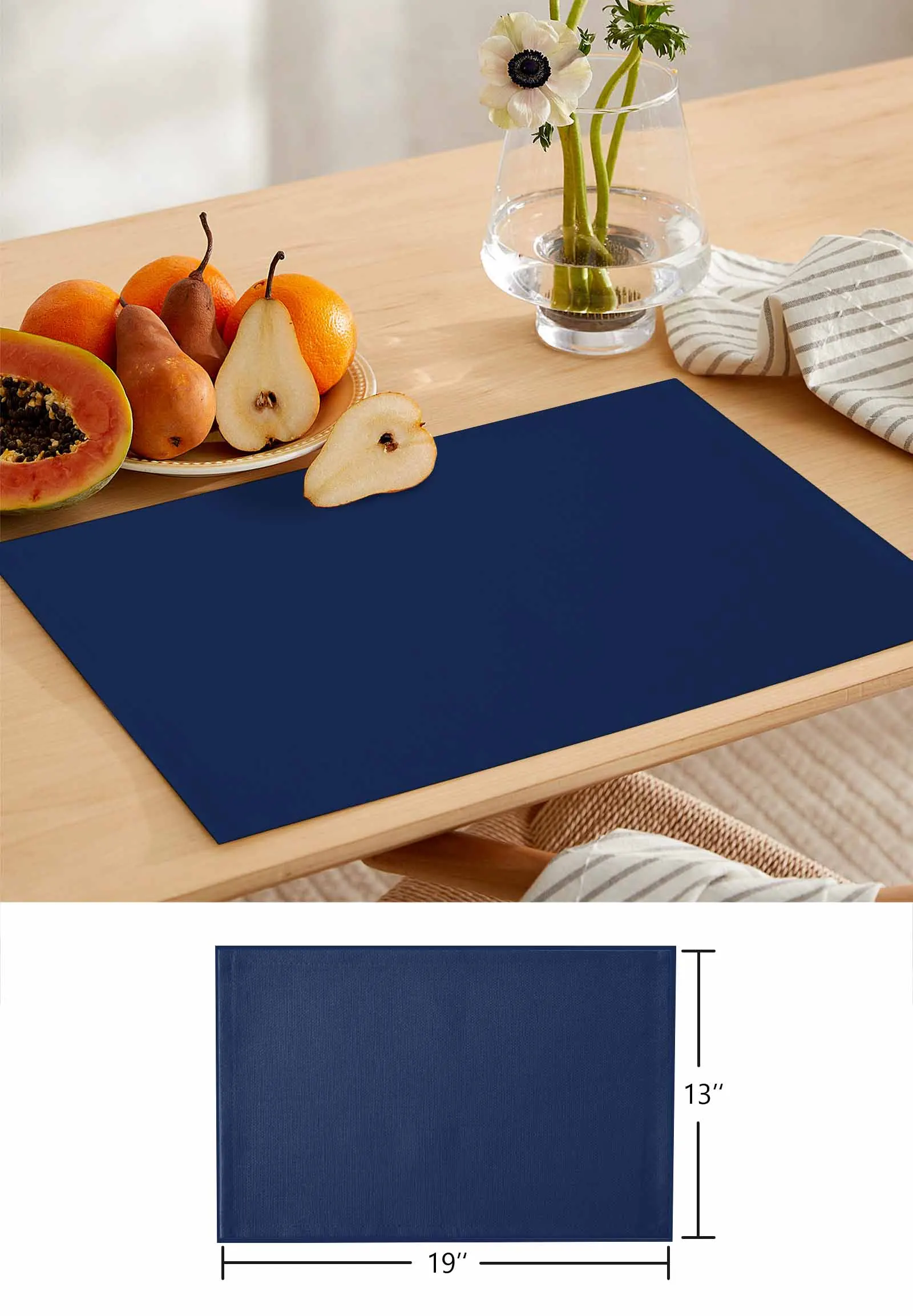 Solid Navy Blue Kitchen Tableware Cup Bottle Placemat Coffee Pads 4/6pcs Desktop Mats