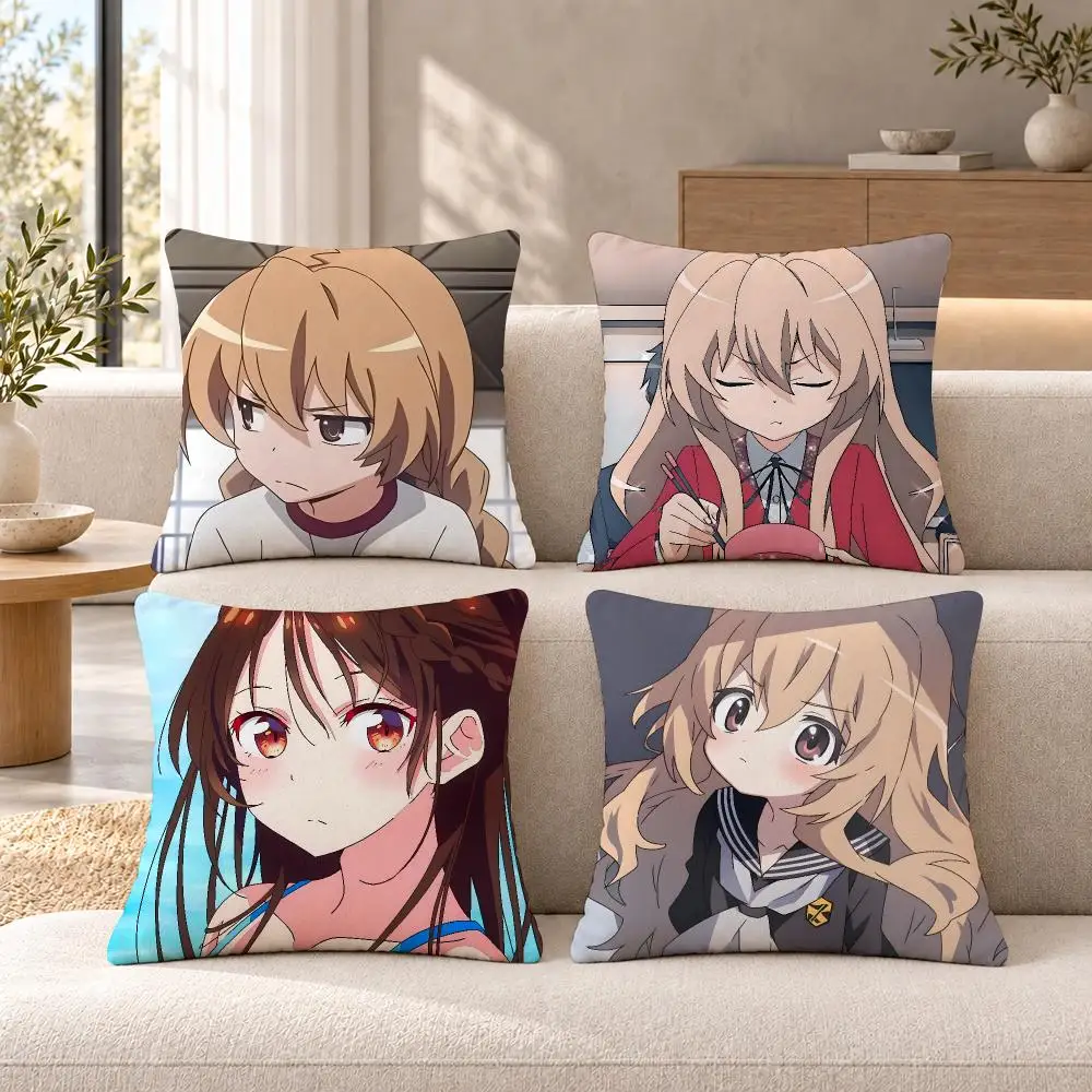 Anime Romance T-Taiga Aisaka Cushion Cover Soft Short Plush Sofa Bedroom Den Car Dorm Decor Gifts