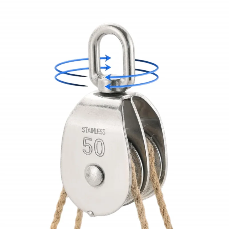 Heavy Duty Single Double Groove Pulley wheels M15-M100 Stainless Steel Traction Wheel Swivel Lifting Rope Pulley Block Tool