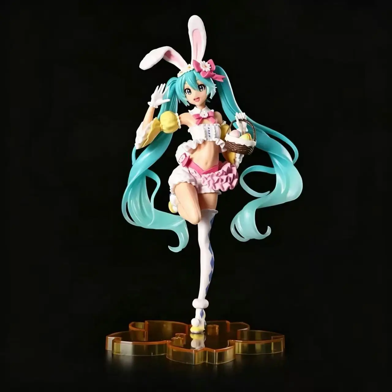 Heiße 23CM Hatsune Miku Anime-Figur Kawaii PVC-Modell Actionfigur mit Hasenohren Sammlerstück Weihnachtsspielzeug
