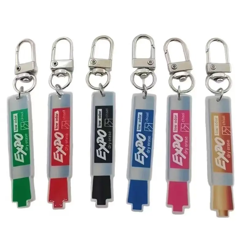 6pcs acrylic pen keychain, alloy hiking buckle, suitable for bag and car accessories, the best choice for gifts view 3