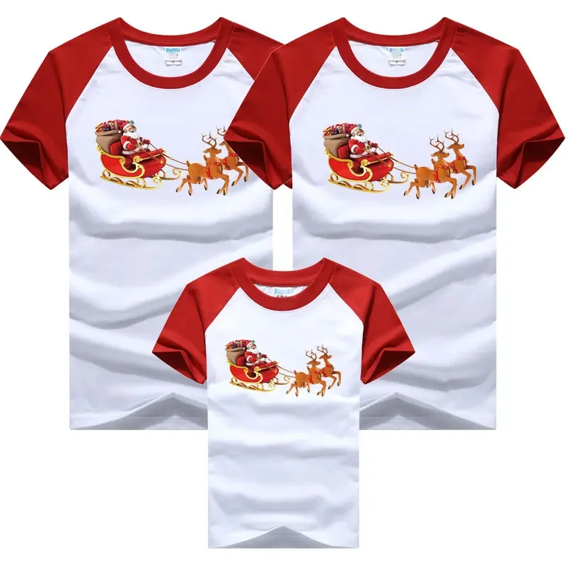 New Year T-shirts for Whole Family Christmas Mom and Daughter Son Dad Matching T-shirts Cotton