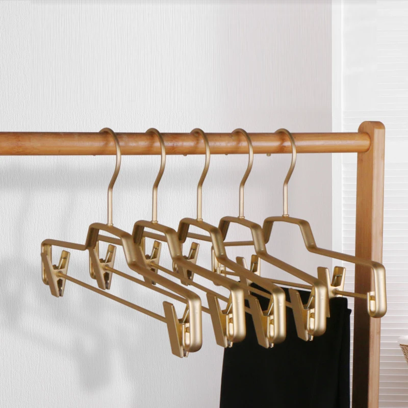 5pcs Clothes Hanger High Quality Aluminum Alloy Trousers Hangers with Clips Multifunctional Wardrobe Organizer Storage Racks