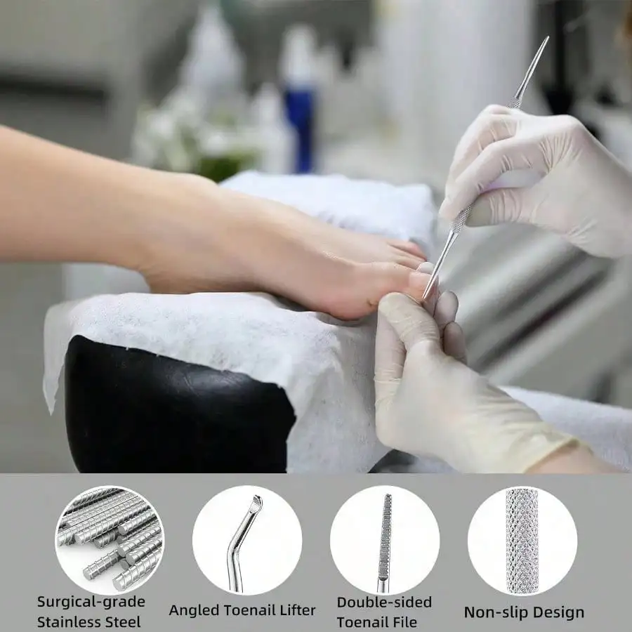 Strumento per la rimozione delle macchie delle unghie da 3 pezzi, lima per unghie multifunzionale, lima per pedicure, lima per bellezza, strumento per unghie incarnite, detergente per unghie per pedicure